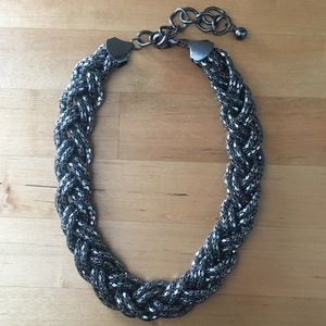 Express metallic braided chain necklace — black